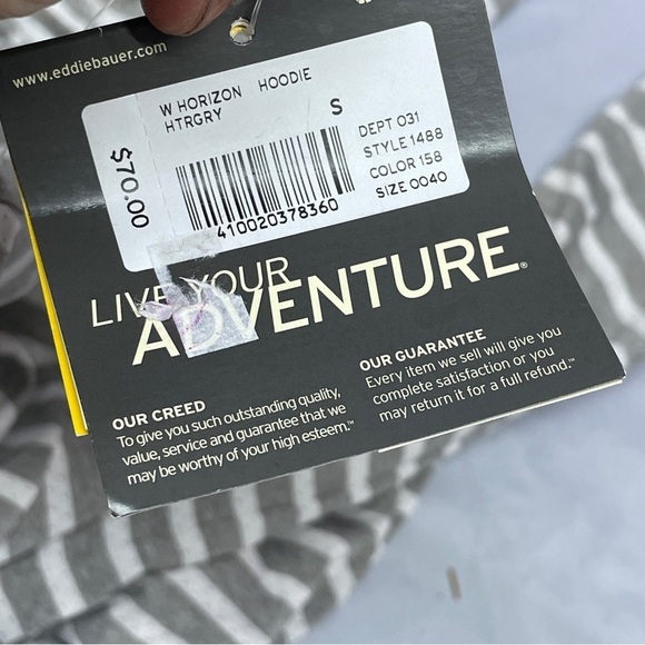New with tag Eddie Bauer long sleeve striped hooded top - Picture 7 of 16